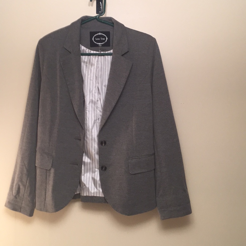 Love Tree Lined gray Blazer Large